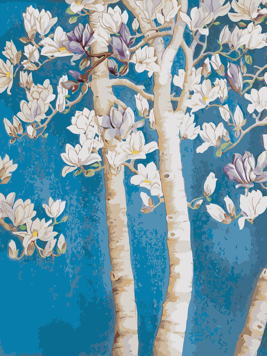 White Tree with Blossoms Paint by Numbers Kit