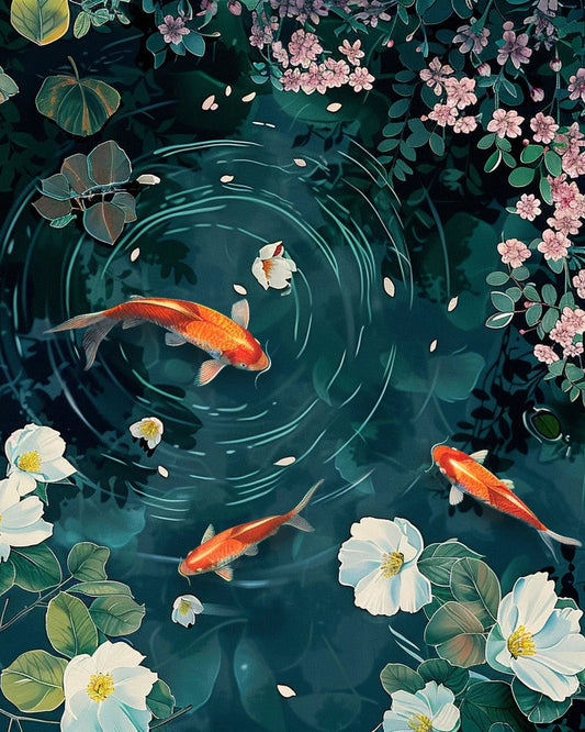 Koi Fish Pond Paint by Numbers Kit