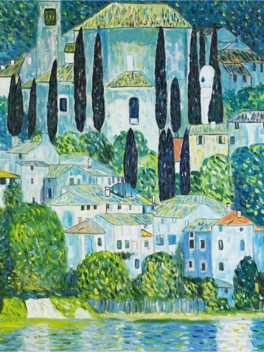 Church in Cassone (Landscape with Cypress) Gustav Klimt - Paint by Numbers Kit